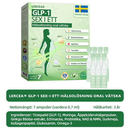 Officiell butik | 𝐋𝑬𝘙𝐶𝘌𝘼® 𝐆𝐋𝐏-𝟏 SIX-IN-ONE Hälsolösning Oral Vätska 🌈🌈 (En dos varje dag – synliga resultat på bara 7 dagar) ⚡ För fetma, hjärt-kärlhälsa, diabetes, sömnapné, ledproblem och mer