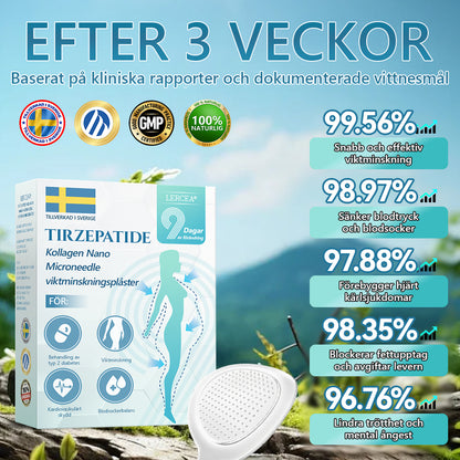 【Sista dagen av kampanj – 60% RABATT🌟】🏆🏆𝐋𝑬𝘙𝐶𝘌𝘼® SMGT-GLP-1 Tirzepatid & Kollagen Nano-Mikronål Viktminskningsplåster丨Bekämpa fetma, slapp hud, högt blodtryck, diabetes, fettlever, ledvärk, hjärndimma med mera